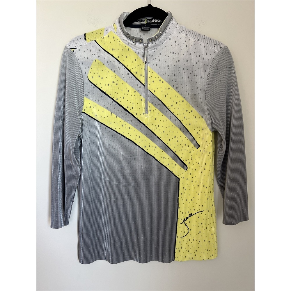 Jamie Sadock 1/4 Zip Crinkle Abstract Shirt Size Small S Golf Ribbed Textured
